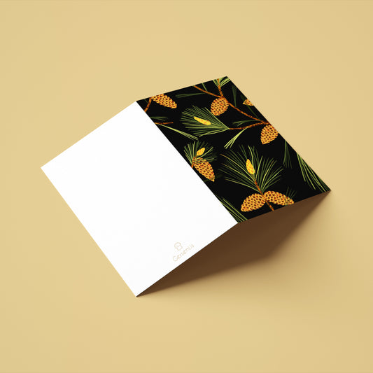 Tækifæriskort opnanlegt - Könglar dökkurbakgrunnur