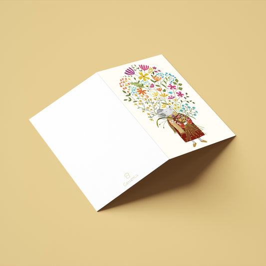 Tækifæriskort opnanlegt - Mús með blómvönd